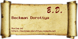 Beckman Dorottya névjegykártya
